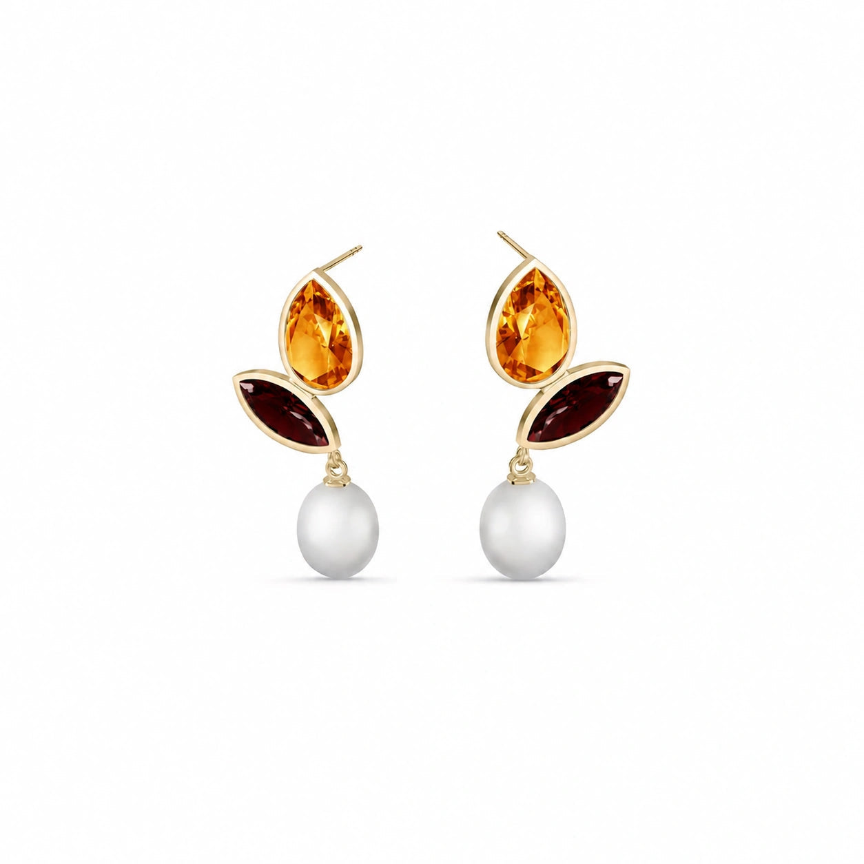 Yellow Gold Pearl & Citrine & Garnet — Isodora