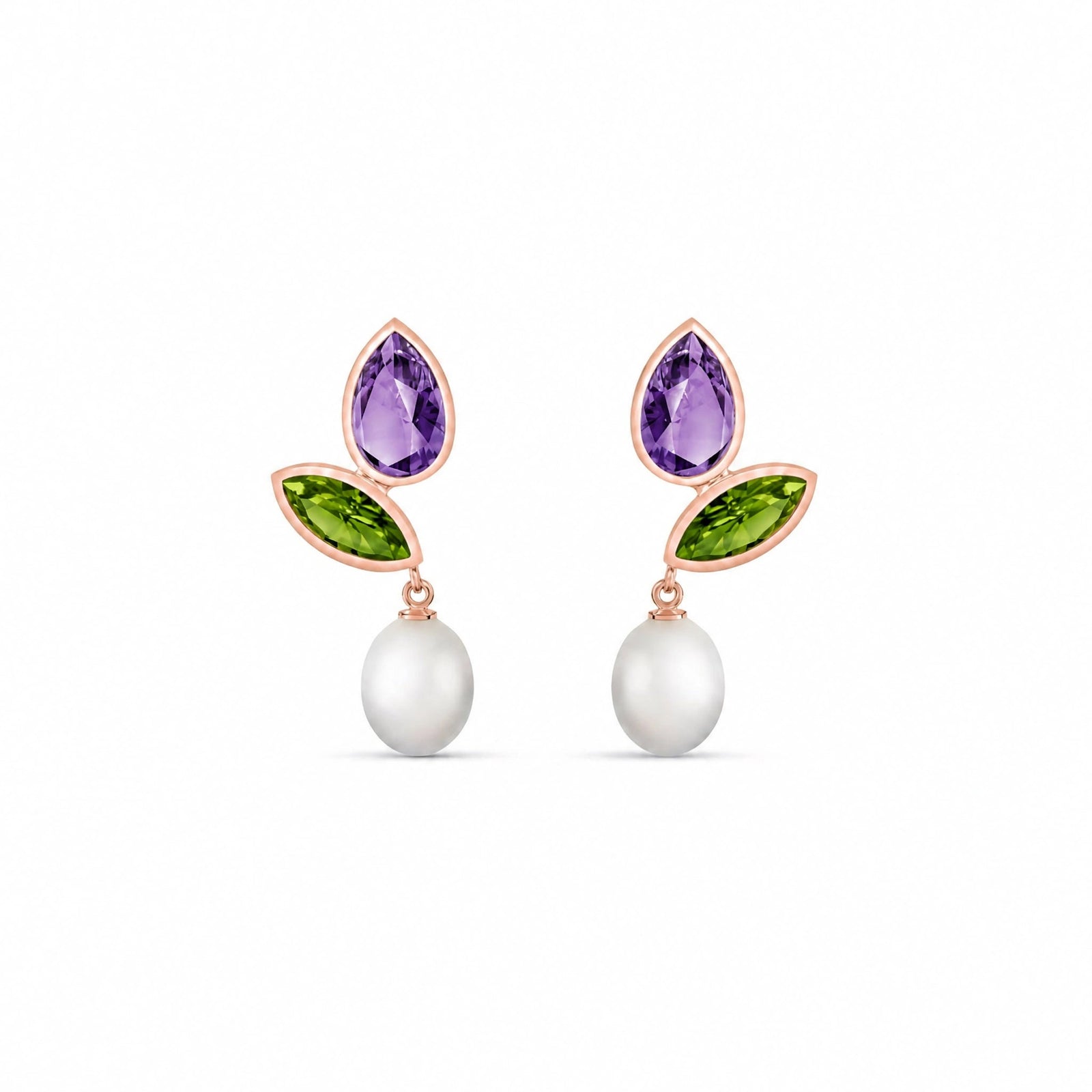 Rose Gold Pearl & Peridot & Amethyst — Isodora