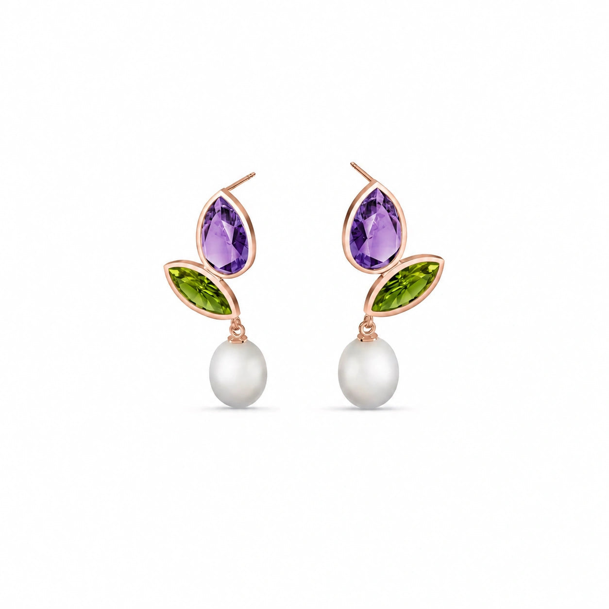 Rose Gold Pearl & Peridot & Amethyst — Isodora