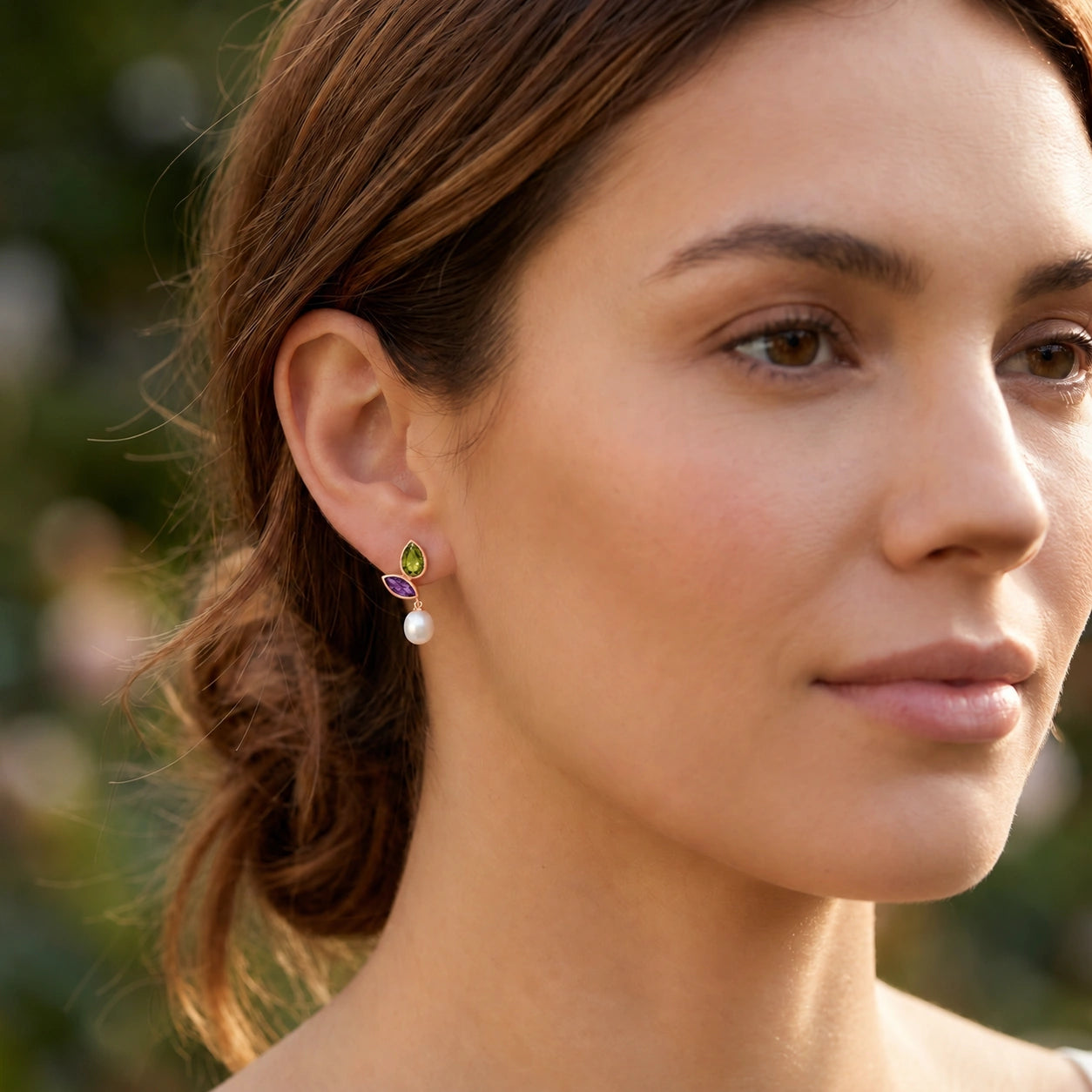 Rose Gold Pearl & Peridot & Amethyst — Isodora