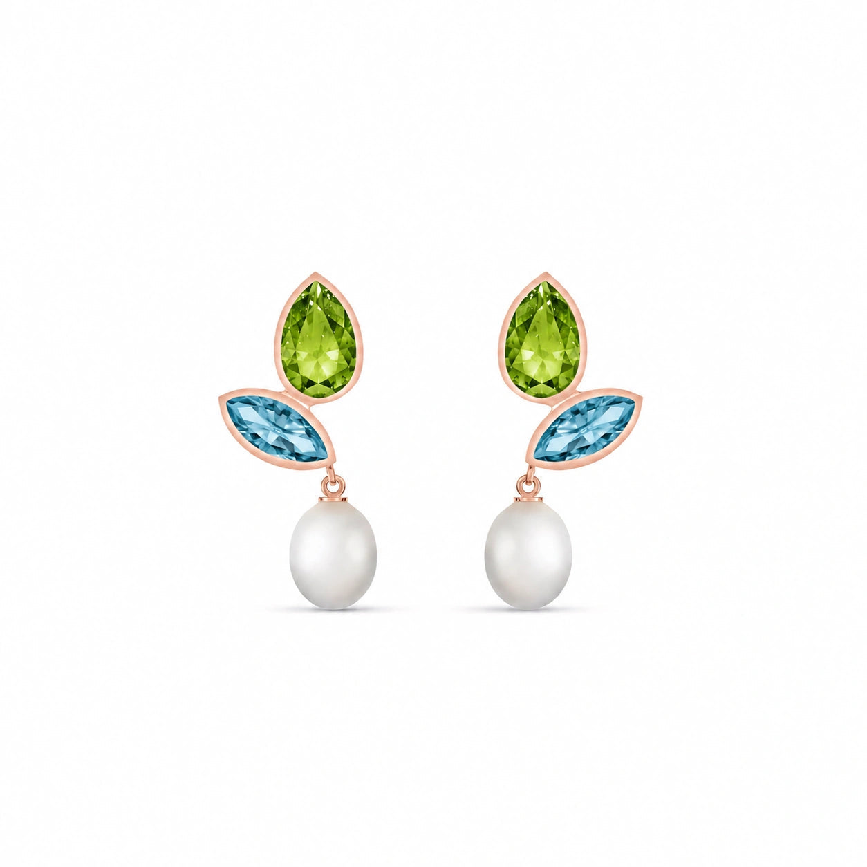 Rose Gold Pearl & Peridot & Blue Topaz — Isodora