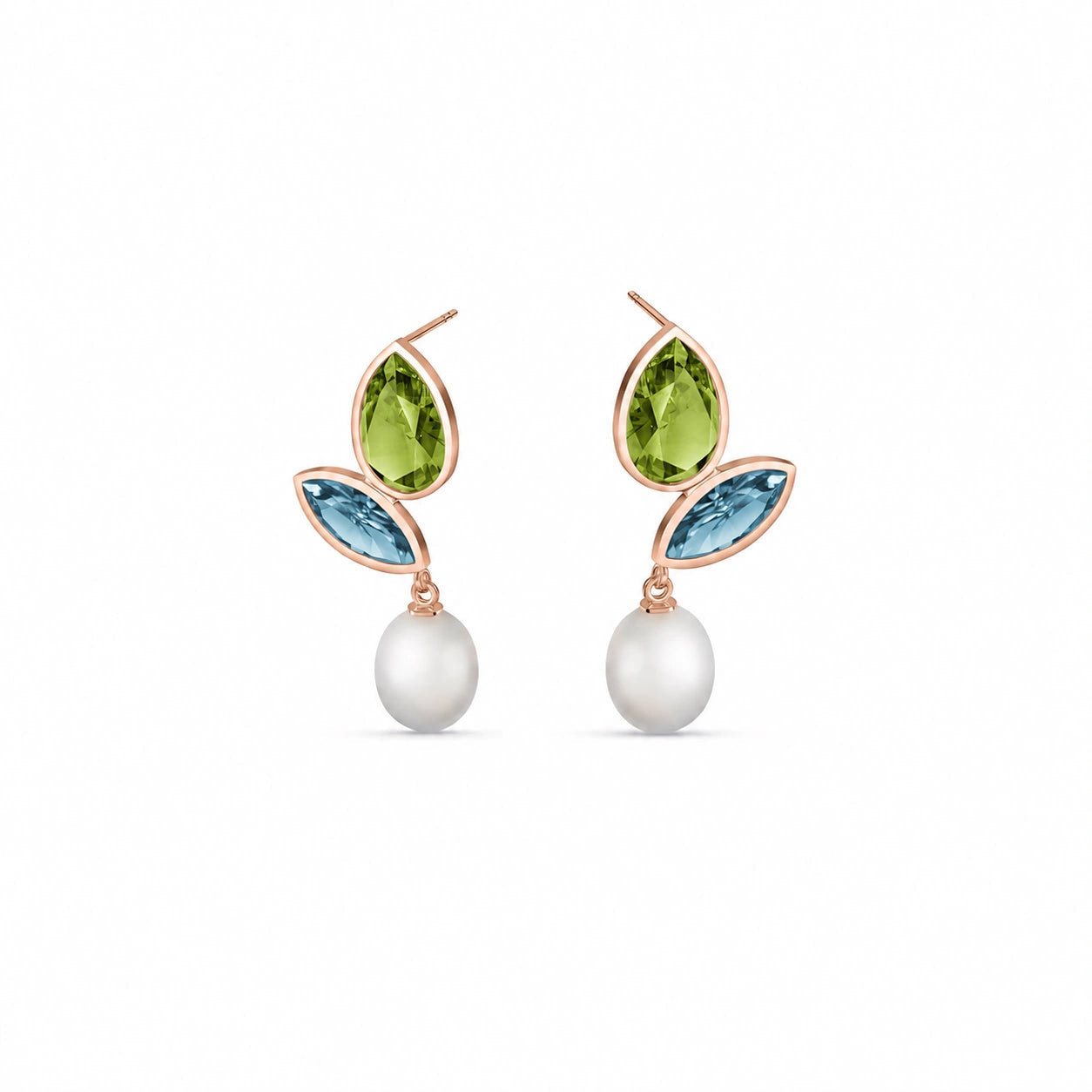 Rose Gold Pearl & Peridot & Blue Topaz — Isodora