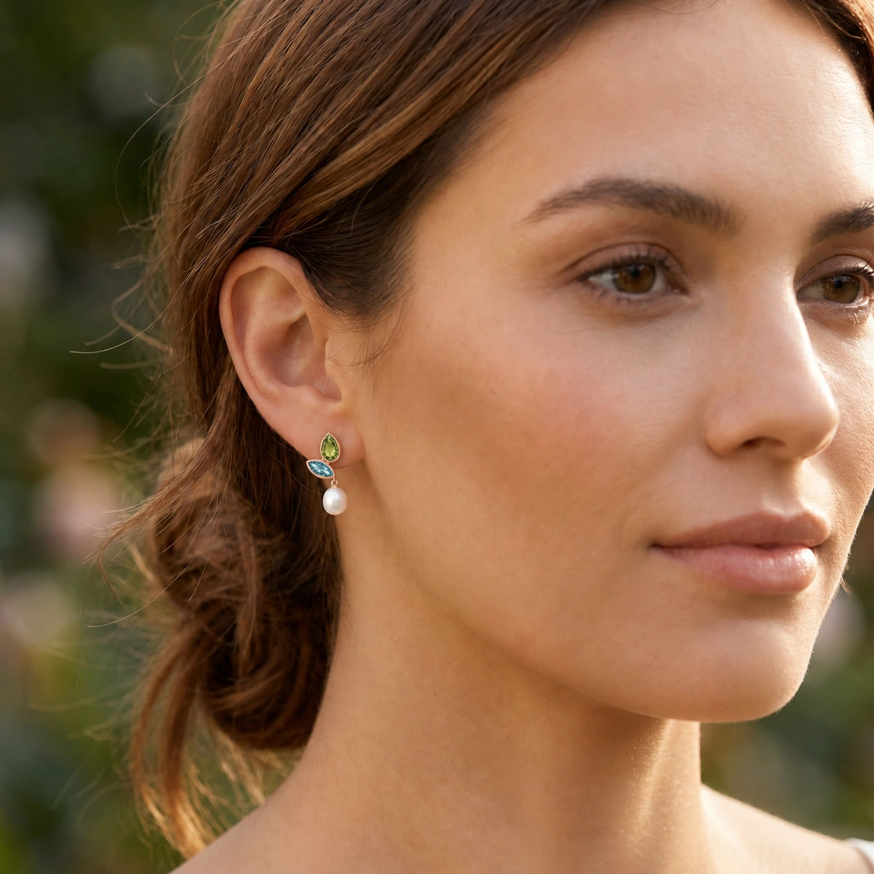 Rose Gold Pearl & Peridot & Blue Topaz — Isodora
