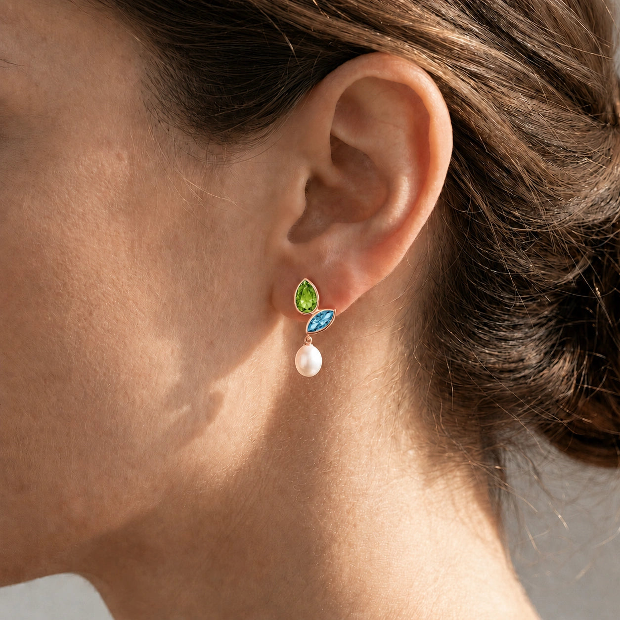 Rose Gold Pearl & Peridot & Blue Topaz — Isodora