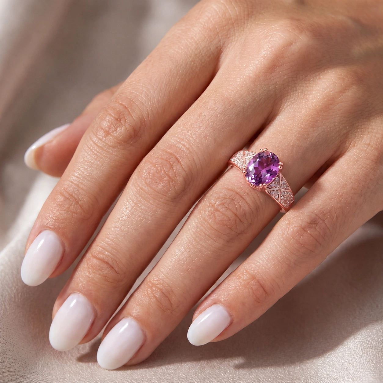 Rose Gold Diamond & Amethyst — Caterina