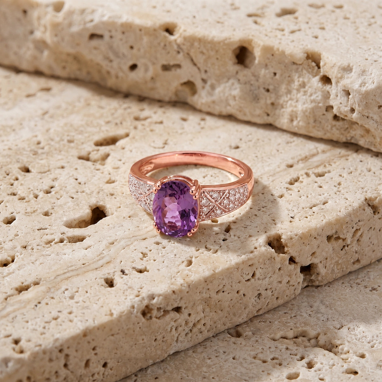 Rose Gold Diamond & Amethyst — Caterina