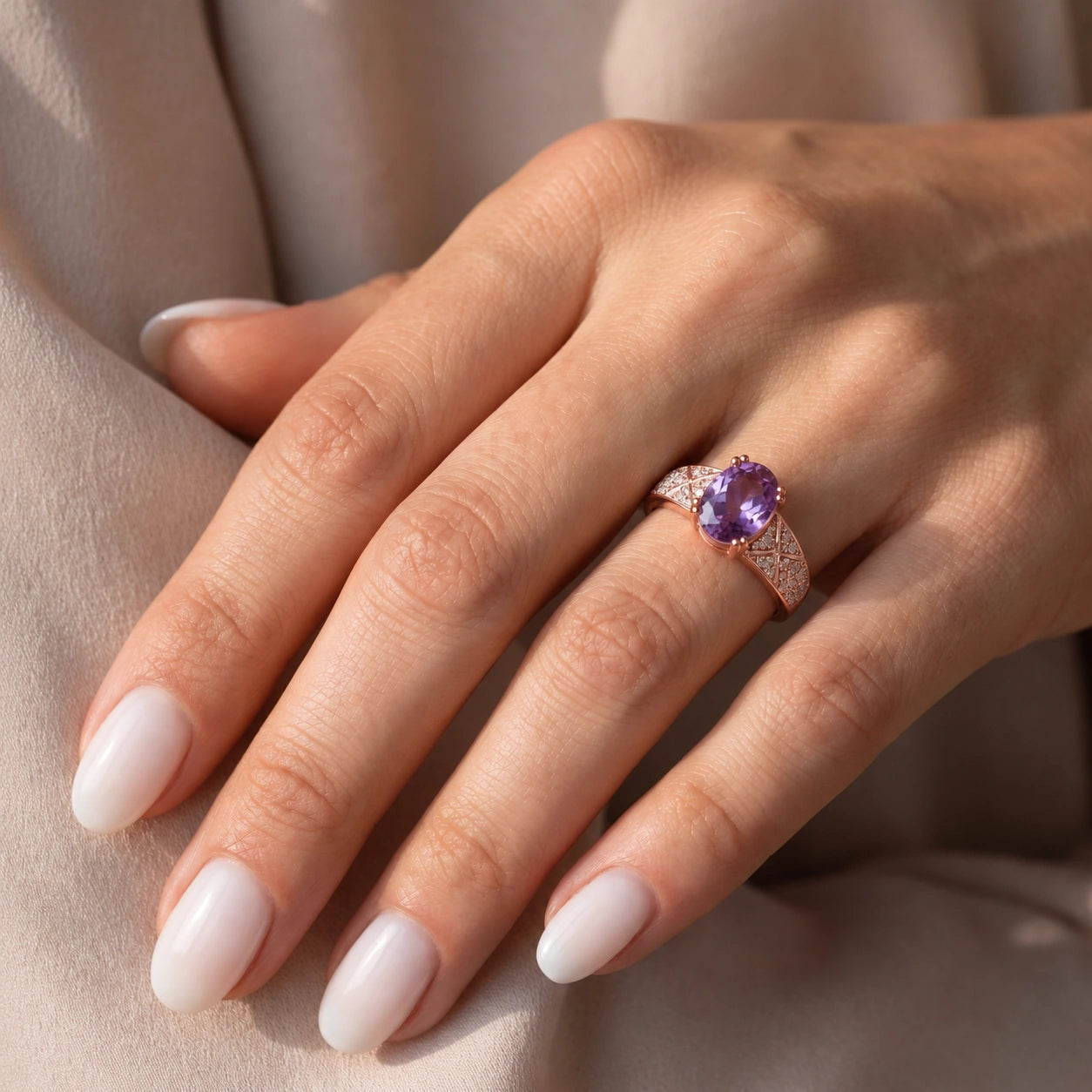 Rose Gold Diamond & Amethyst — Caterina