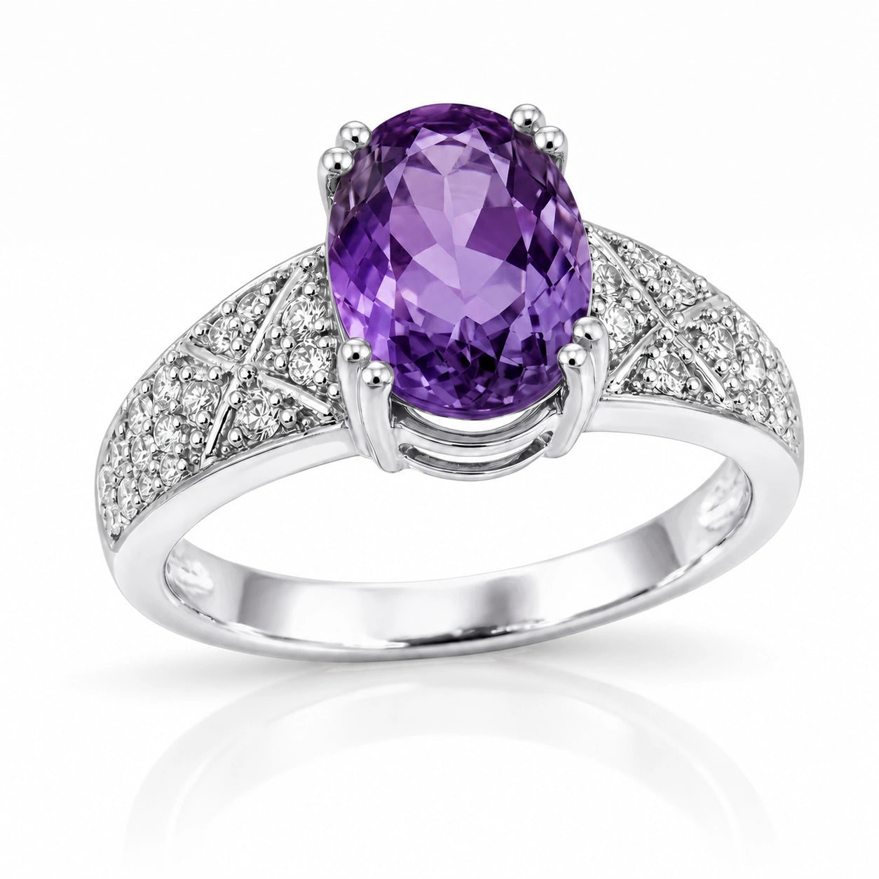 White Gold Diamond & Amethyst — Caterina