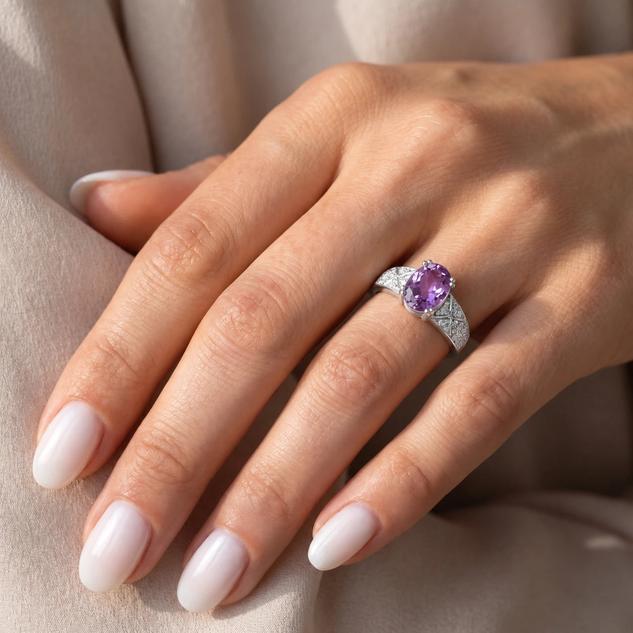 White Gold Diamond & Amethyst — Caterina