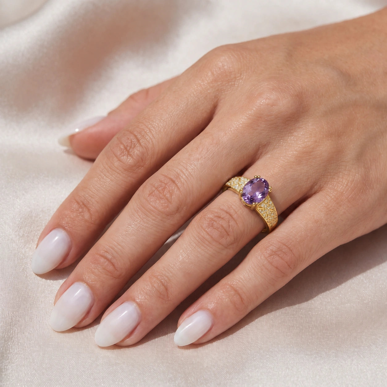 Yellow Gold Diamond & Amethyst — Caterina