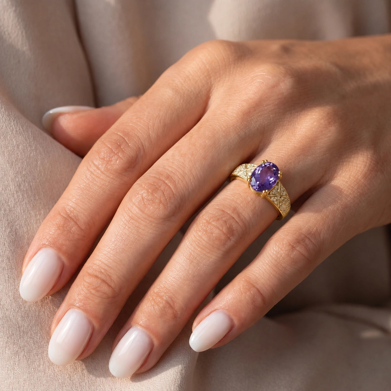 Yellow Gold Diamond & Amethyst — Caterina