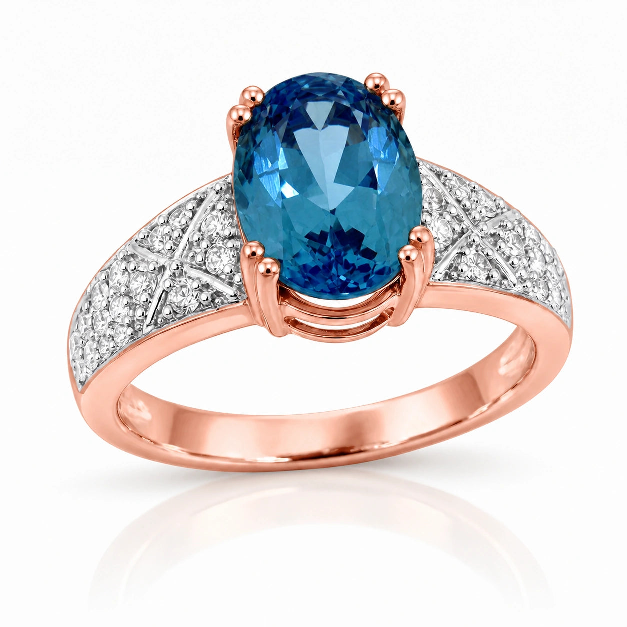 Rose Gold Diamond & Blue Topaz — Caterina