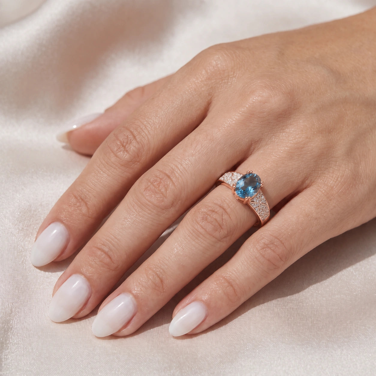 Rose Gold Diamond & Blue Topaz — Caterina