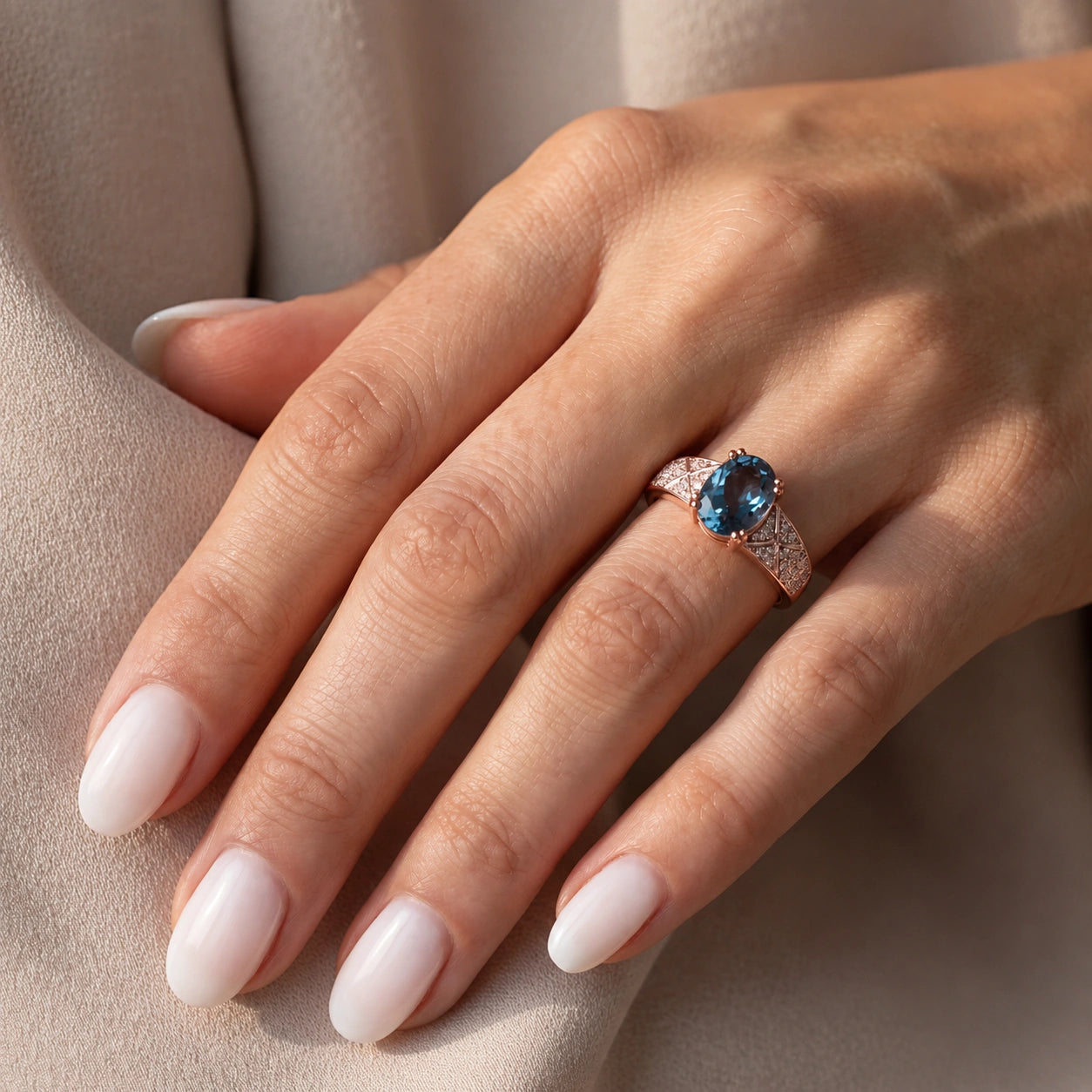 Rose Gold Diamond & Blue Topaz — Caterina