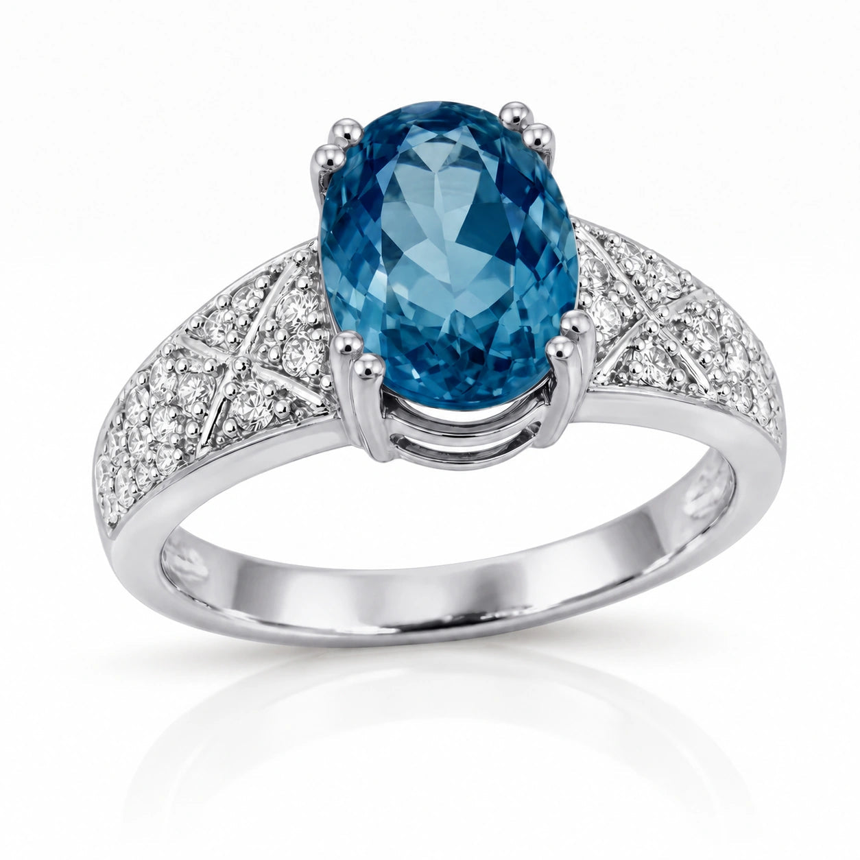 White Gold Diamond & Blue Topaz — Caterina