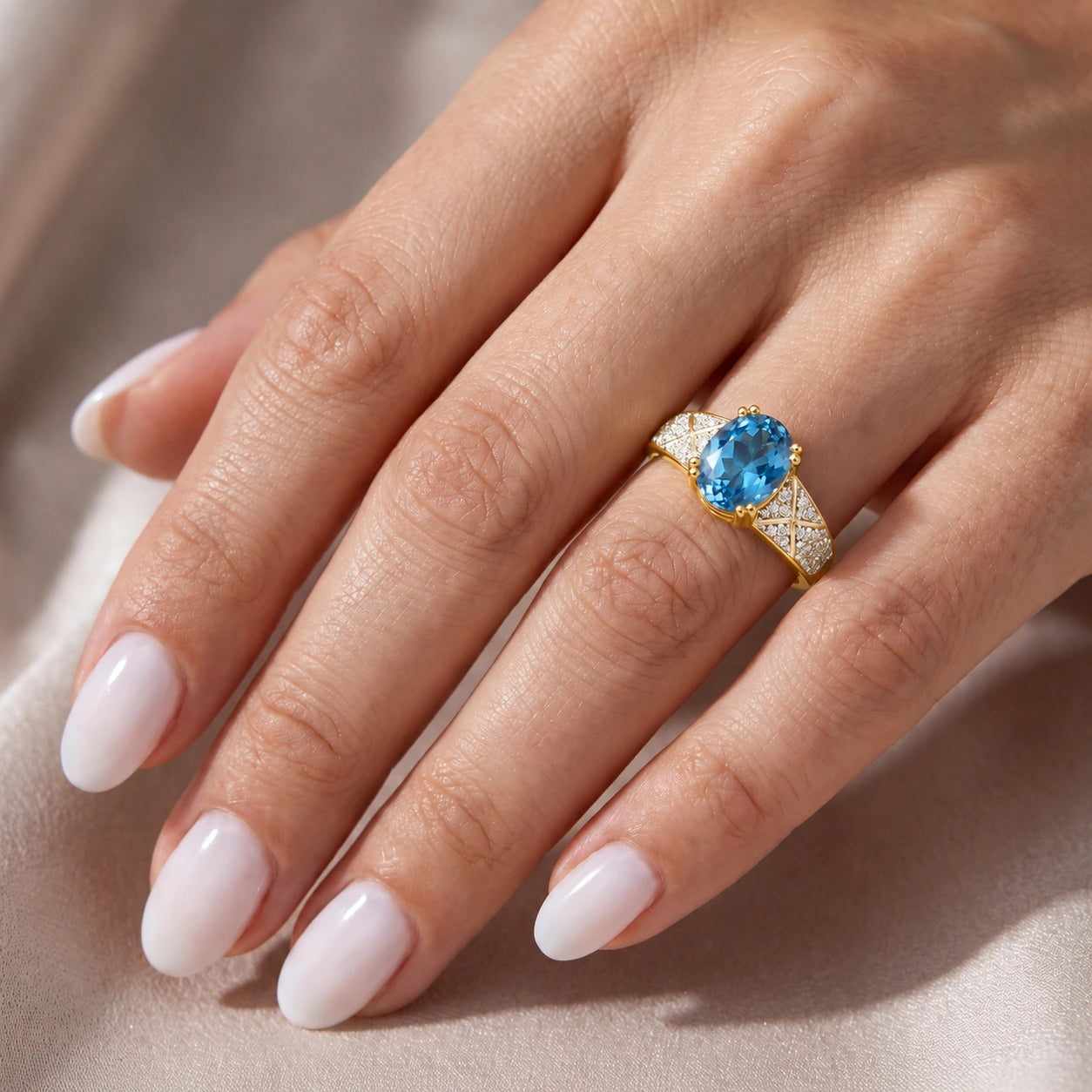 Yellow Gold Diamond & Blue Topaz — Caterina