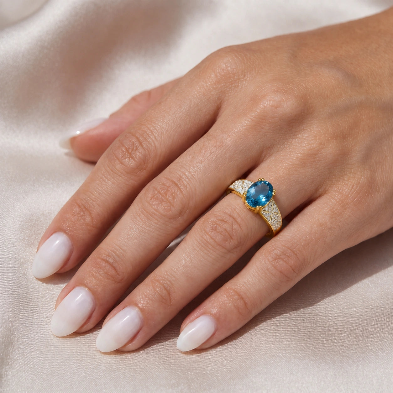 Yellow Gold Diamond & Blue Topaz — Caterina
