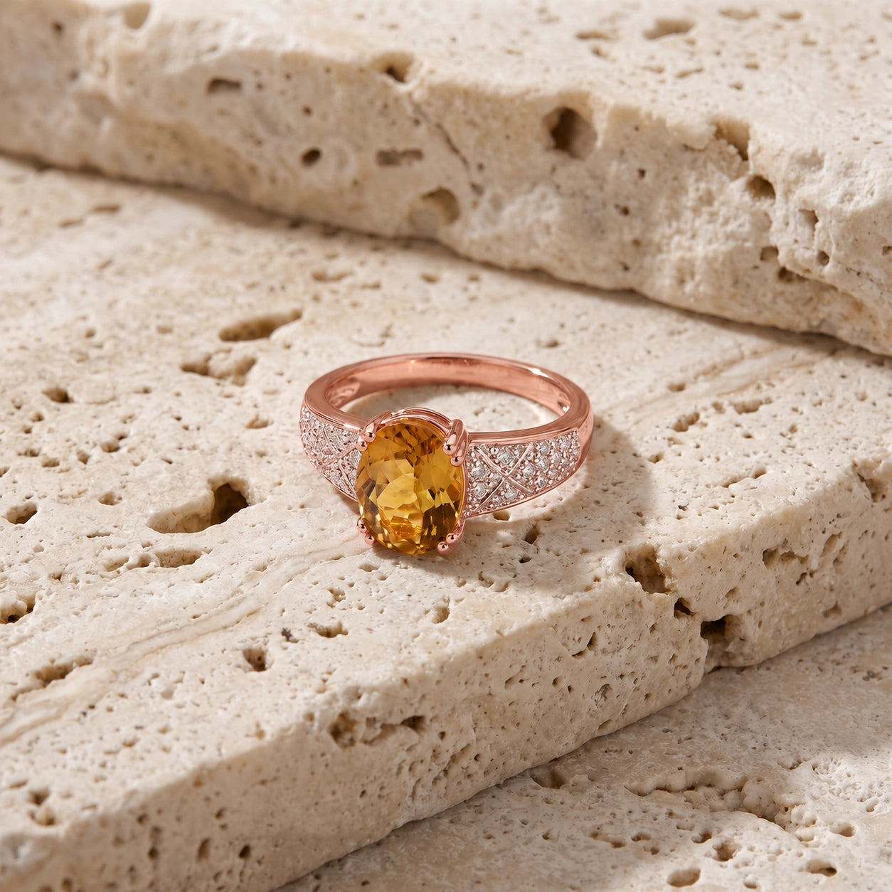 Rose Gold Diamond & Citrine — Caterina