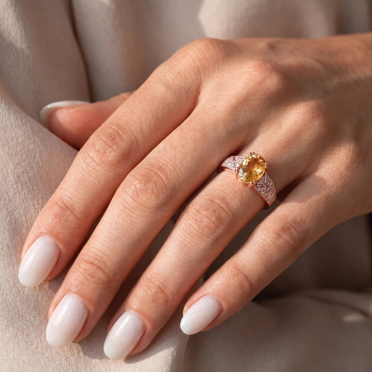Rose Gold Diamond & Citrine — Caterina