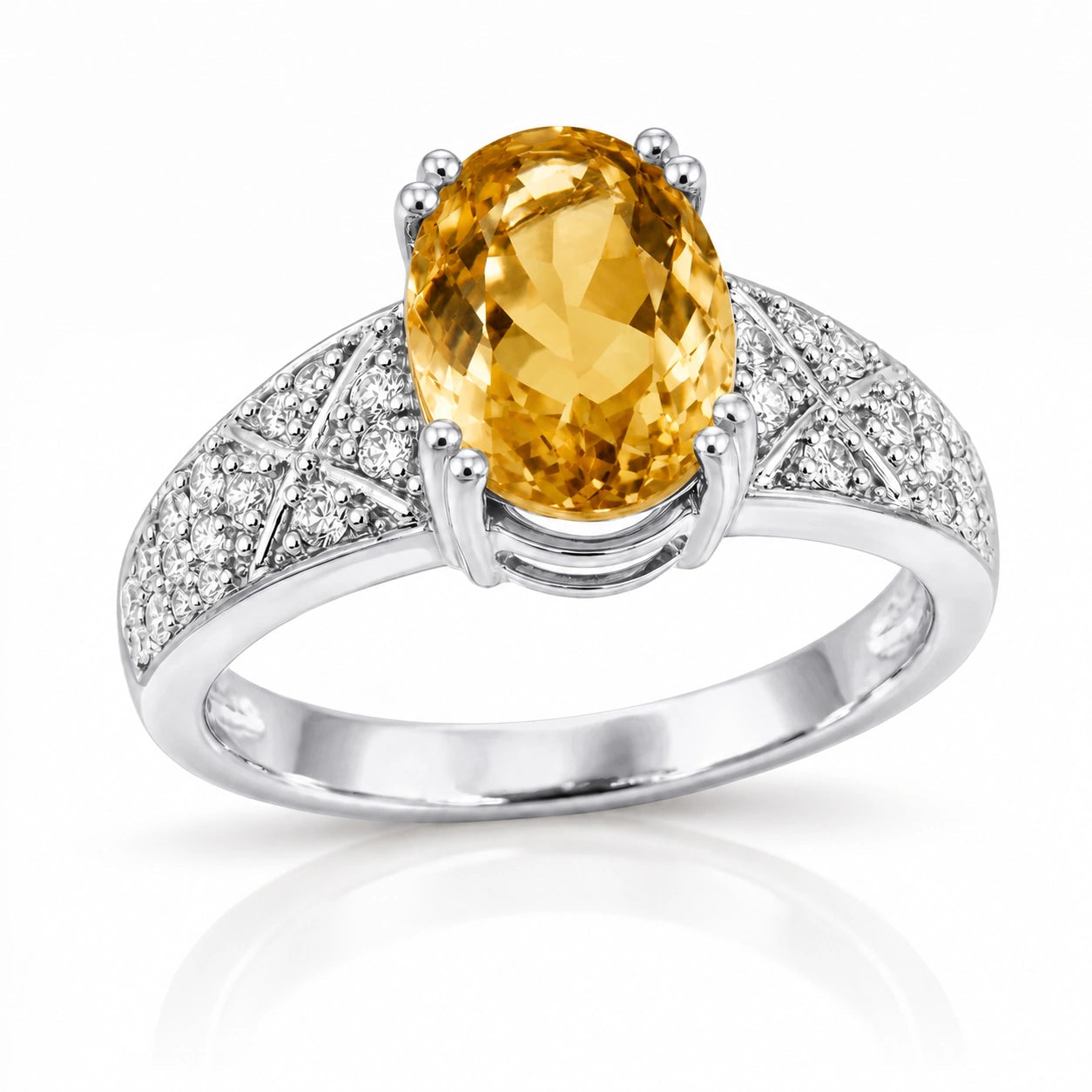 White Gold Diamond & Citrine — Caterina
