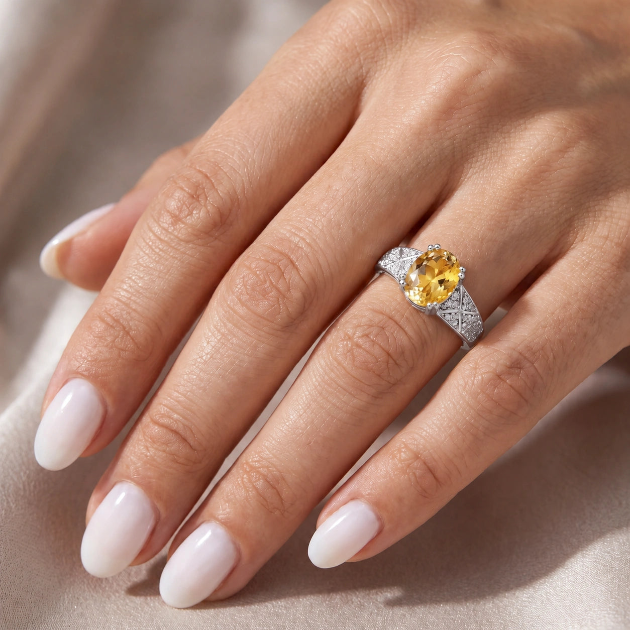 White Gold Diamond & Citrine — Caterina