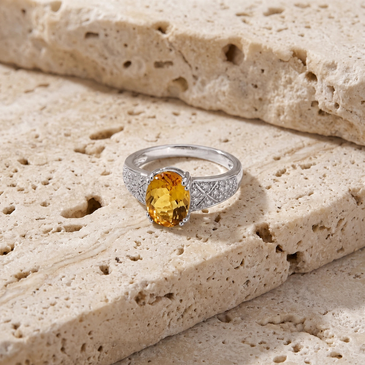 White Gold Diamond & Citrine — Caterina