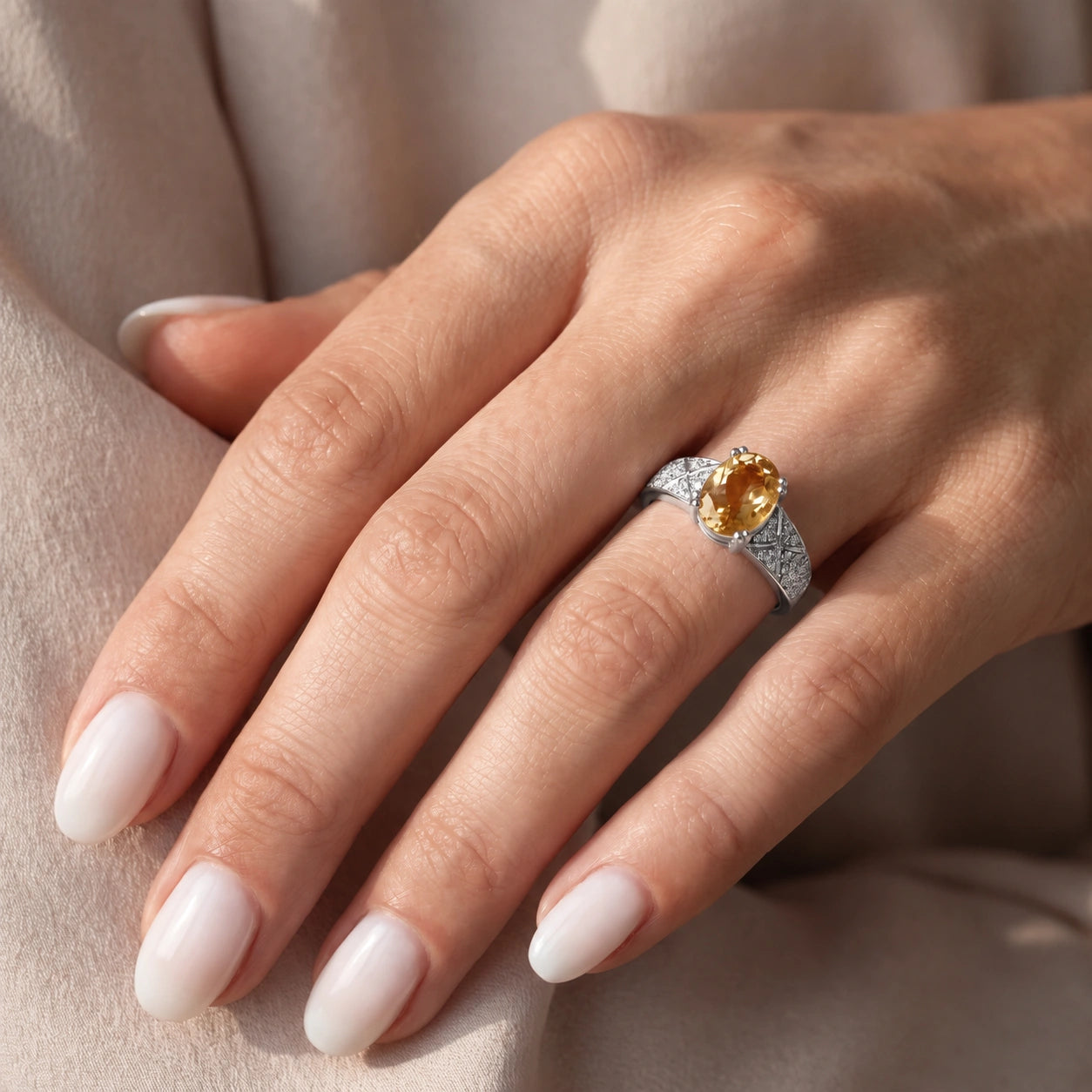 White Gold Diamond & Citrine — Caterina