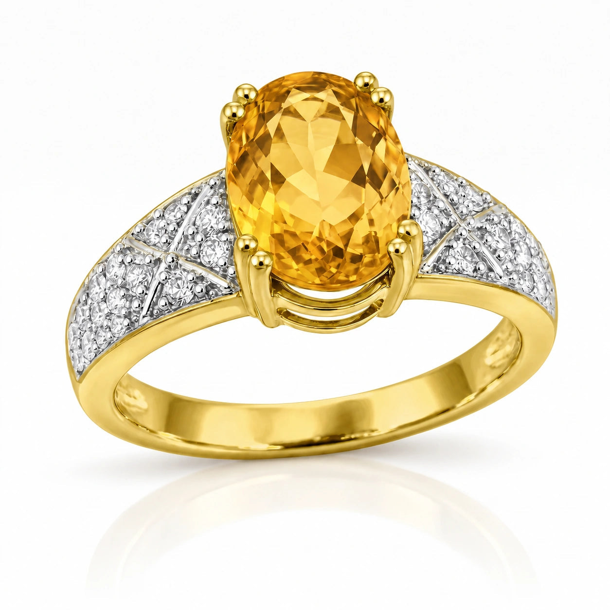 Yellow Gold Diamond & Citrine — Caterina