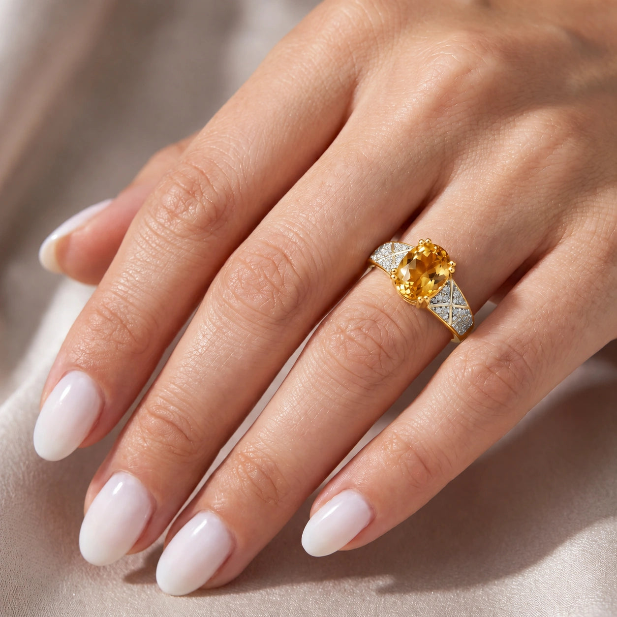 Yellow Gold Diamond & Citrine — Caterina