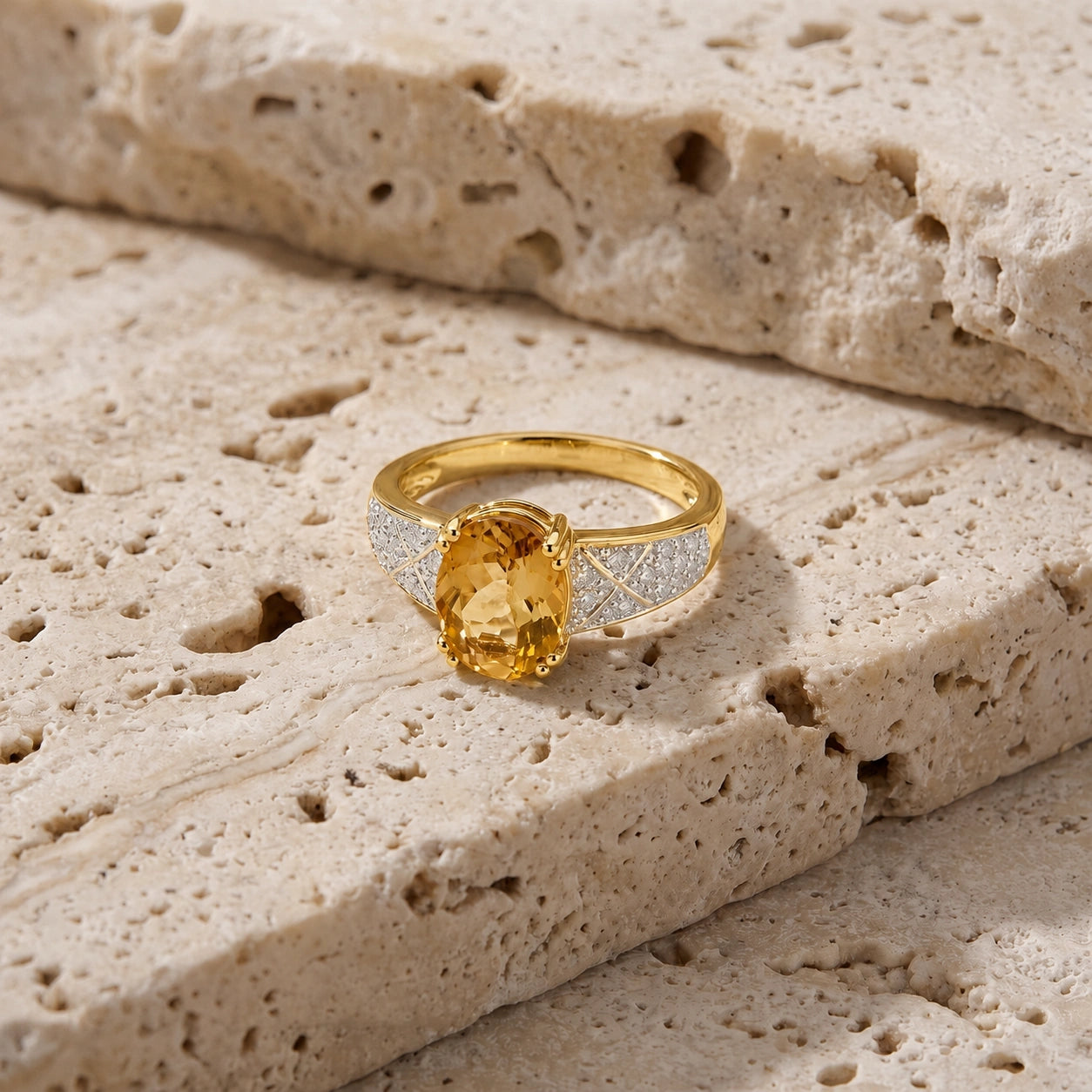 Yellow Gold Diamond & Citrine — Caterina