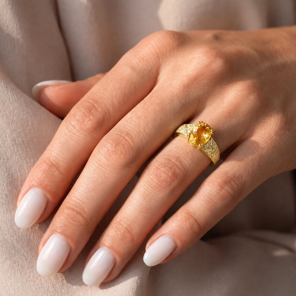 Yellow Gold Diamond & Citrine — Caterina