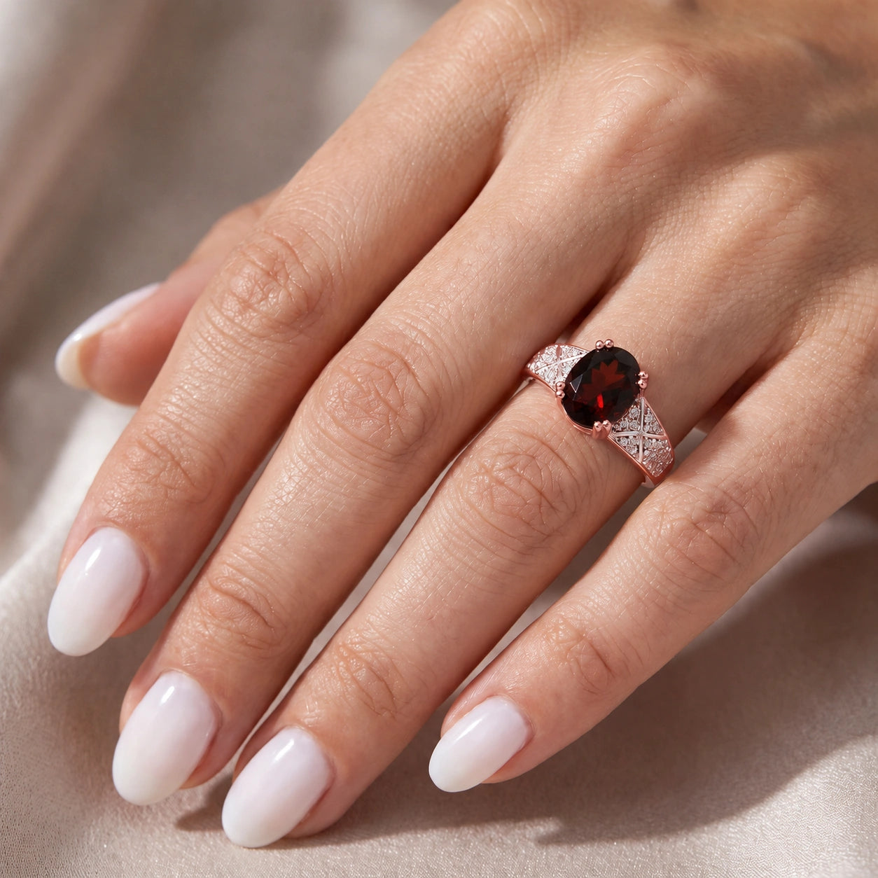 Rose Gold Diamond & Garnet — Caterina