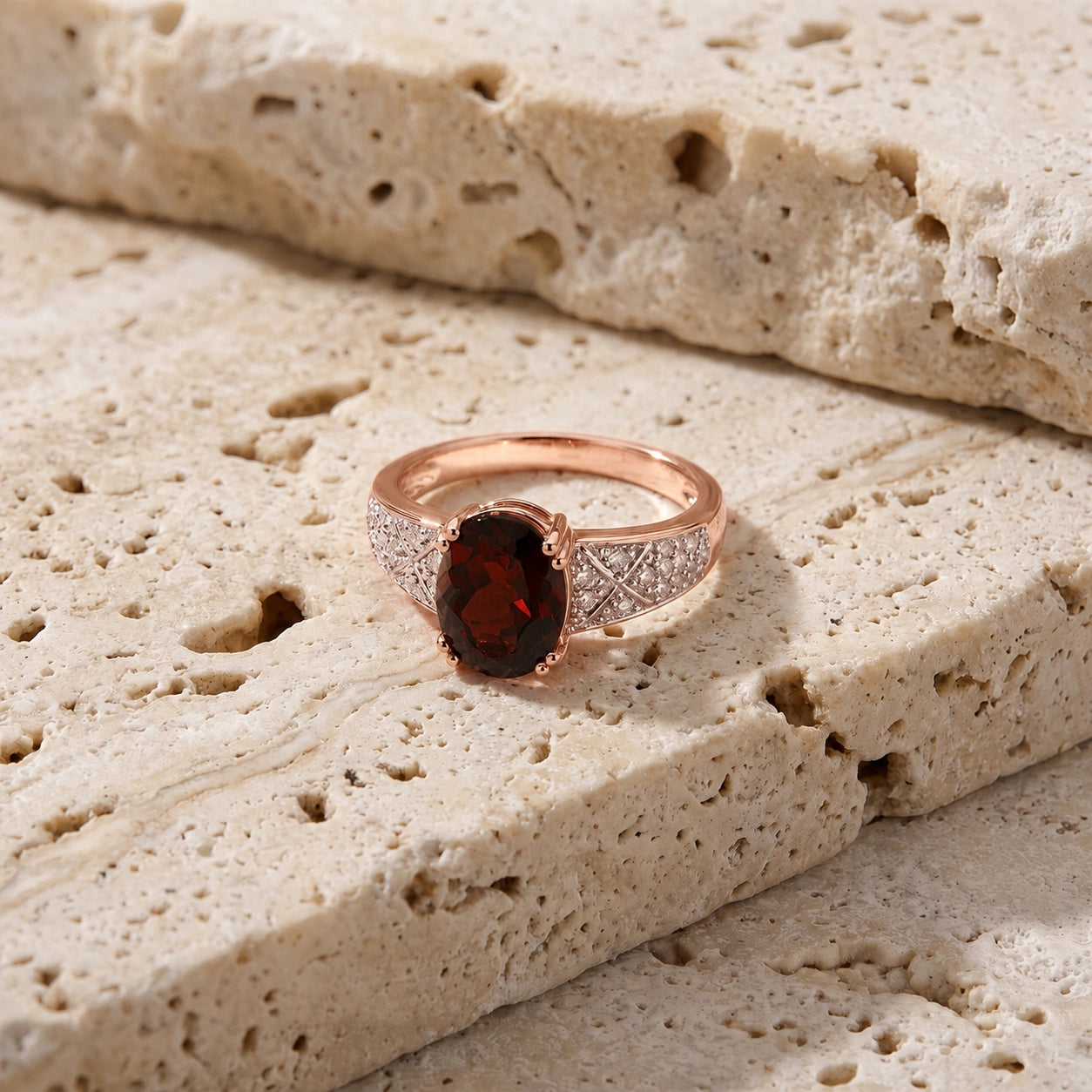 Rose Gold Diamond & Garnet — Caterina