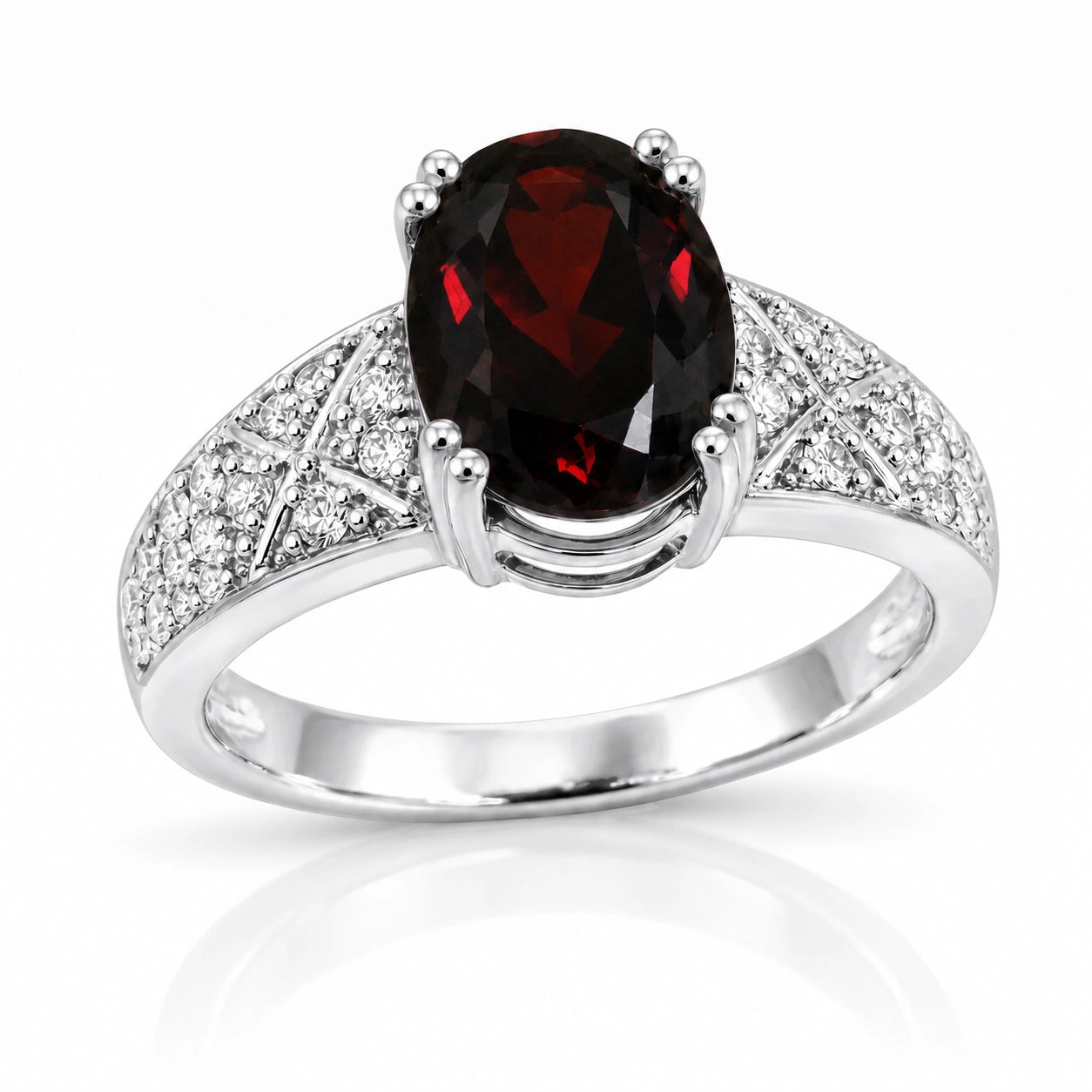 White Gold Diamond & Garnet — Caterina