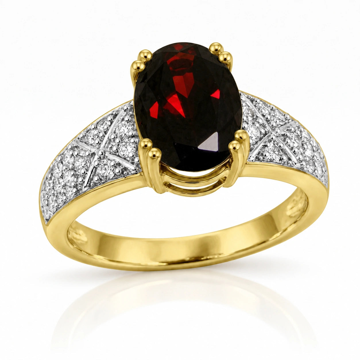 Yellow Gold Diamond & Garnet — Caterina