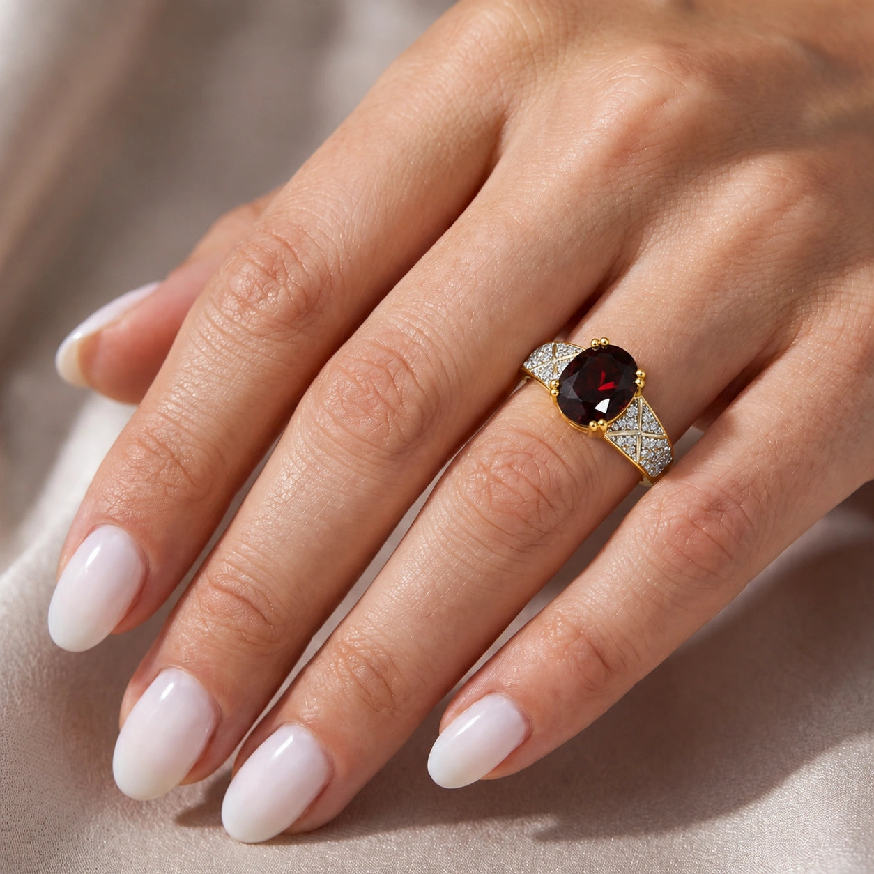 Yellow Gold Diamond & Garnet — Caterina