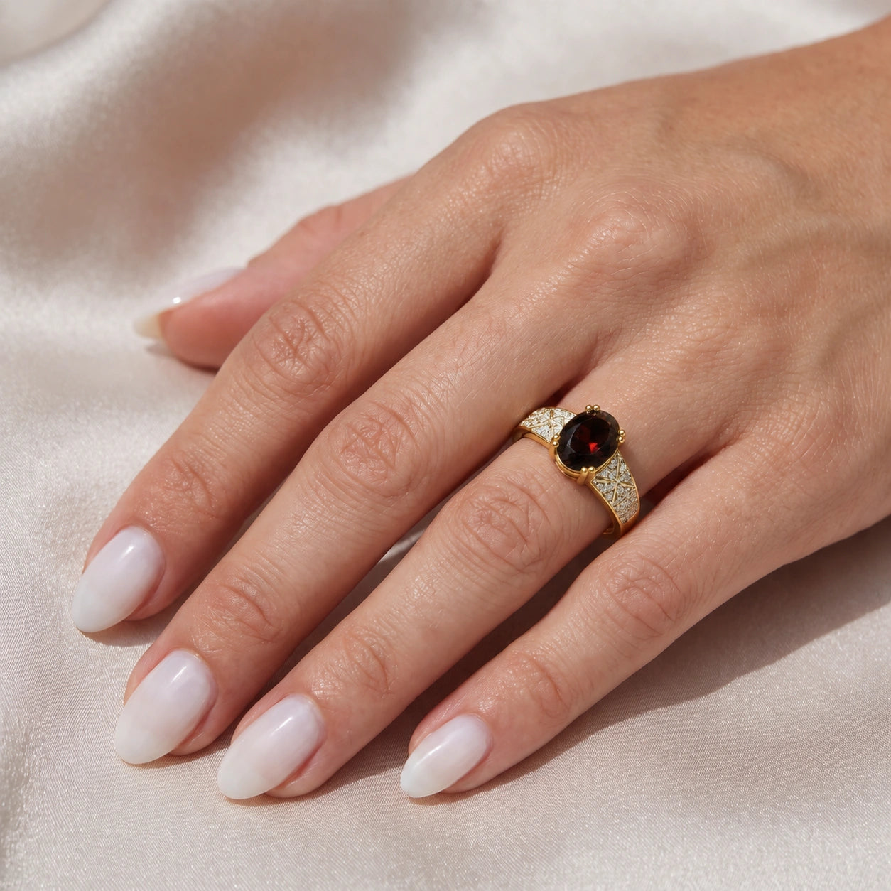 Yellow Gold Diamond & Garnet — Caterina