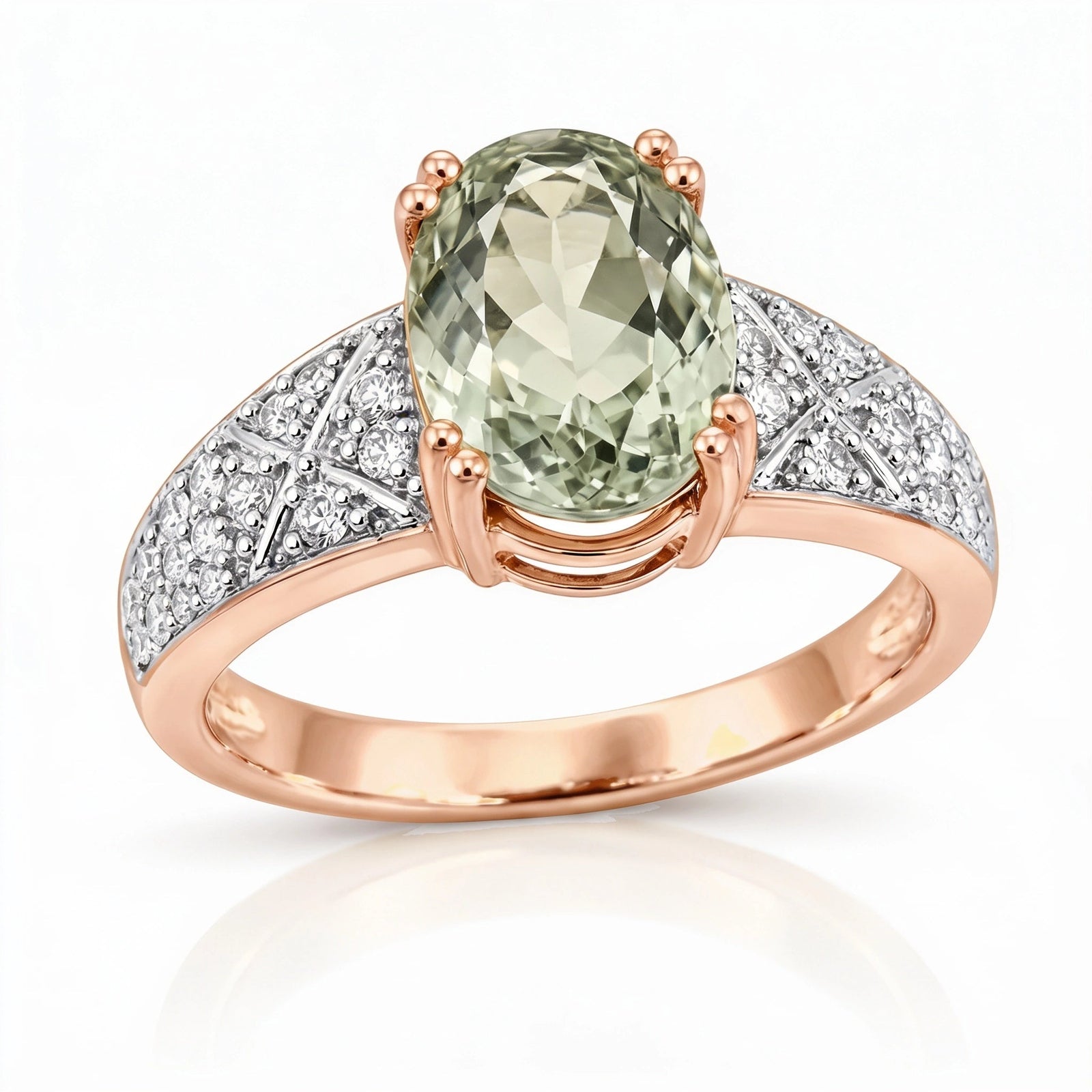 Rose Gold Green Amethyst & Diamond — Caterina