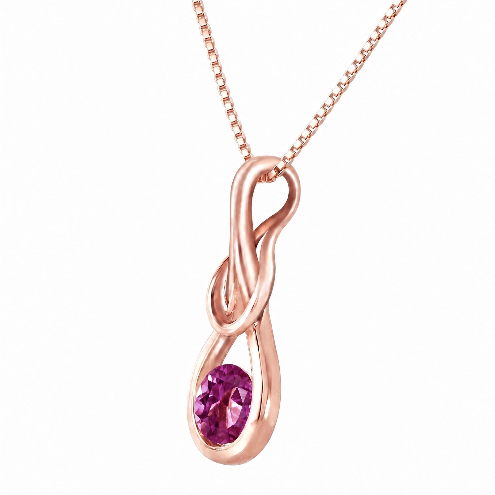Rose Gold Pendant Necklace Amethyst 10K — Serafina