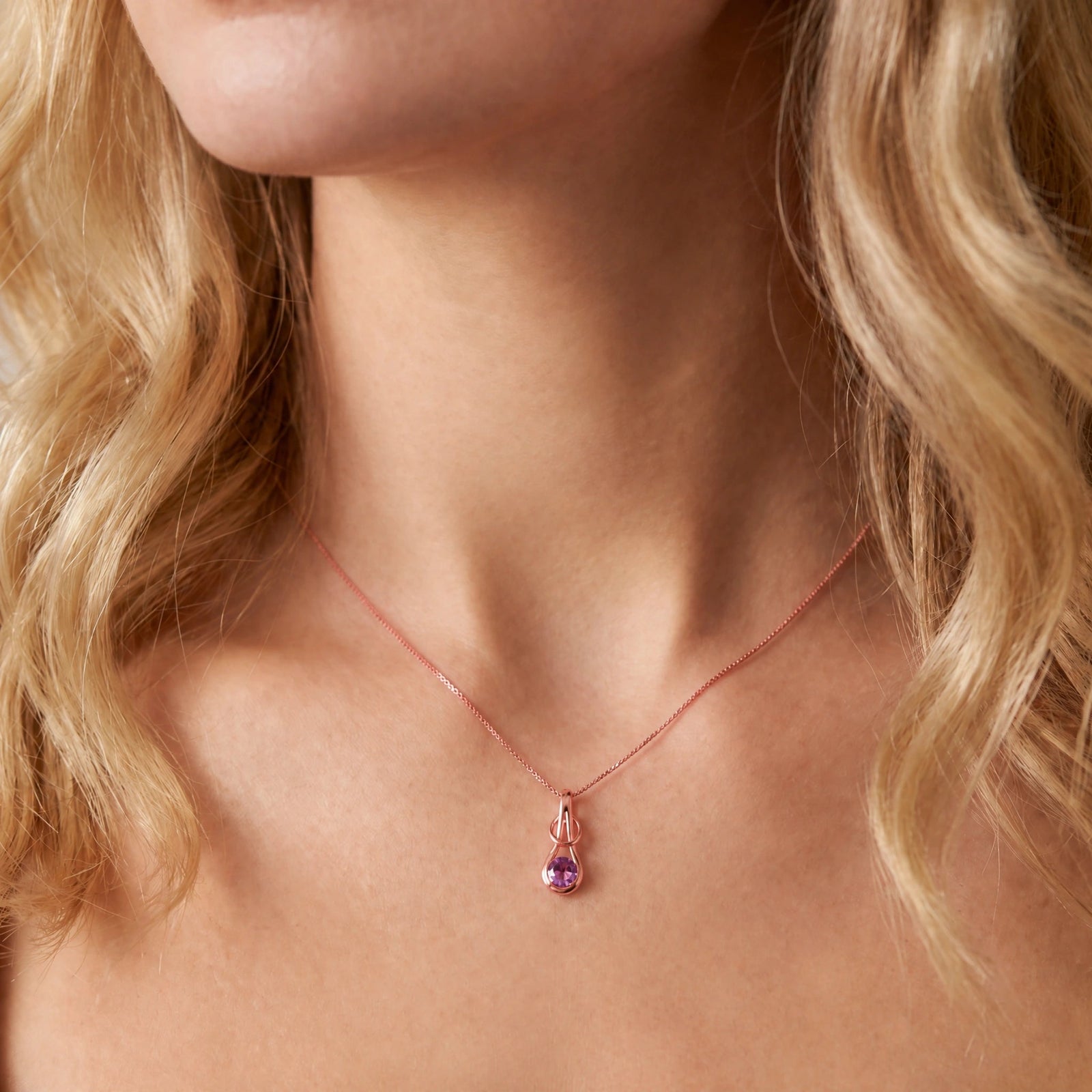 Rose Gold Pendant Necklace Amethyst 10K — Serafina
