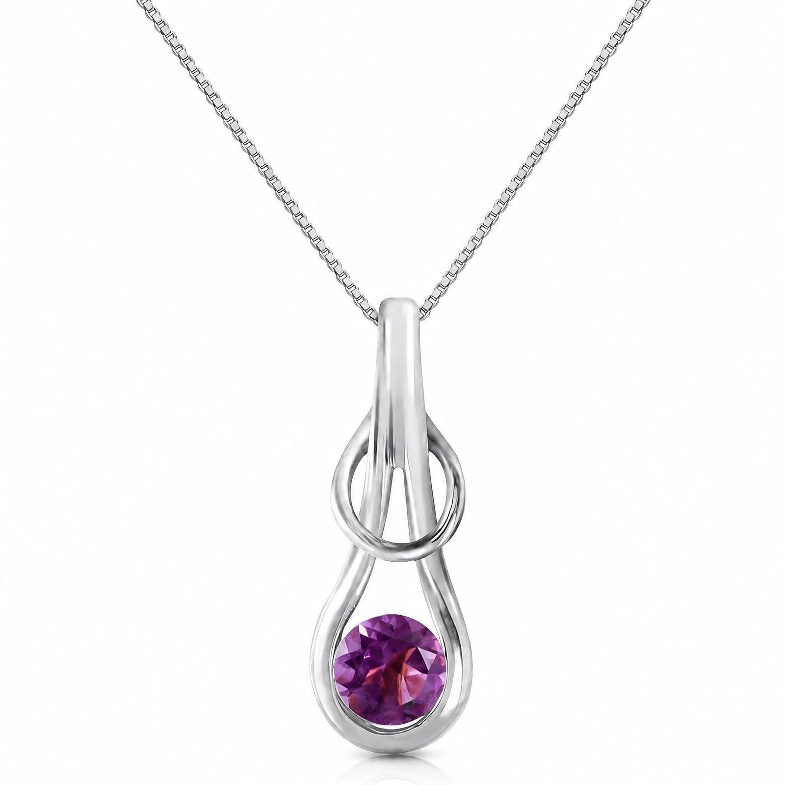 White Gold Pendant Necklace Amethyst 10K — Serafina