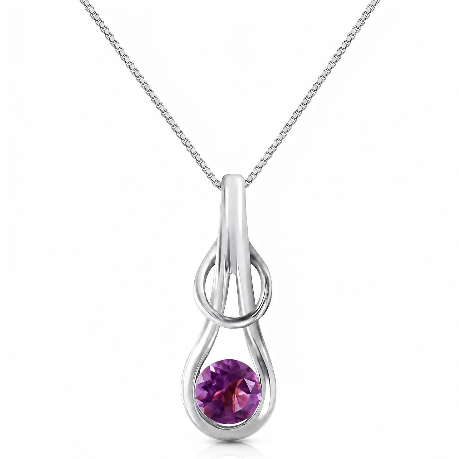 White Gold Pendant Necklace Amethyst 10K — Serafina
