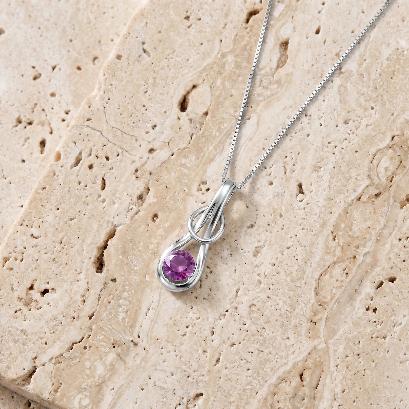 White Gold Pendant Necklace Amethyst 10K — Serafina