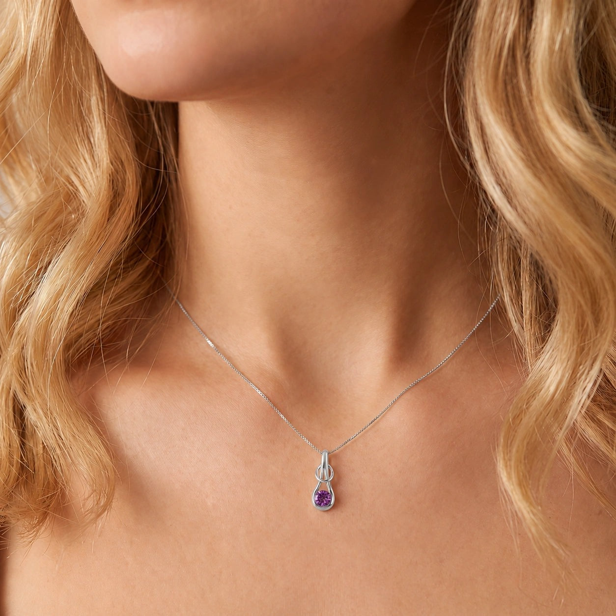 White Gold Pendant Necklace Amethyst 10K — Serafina