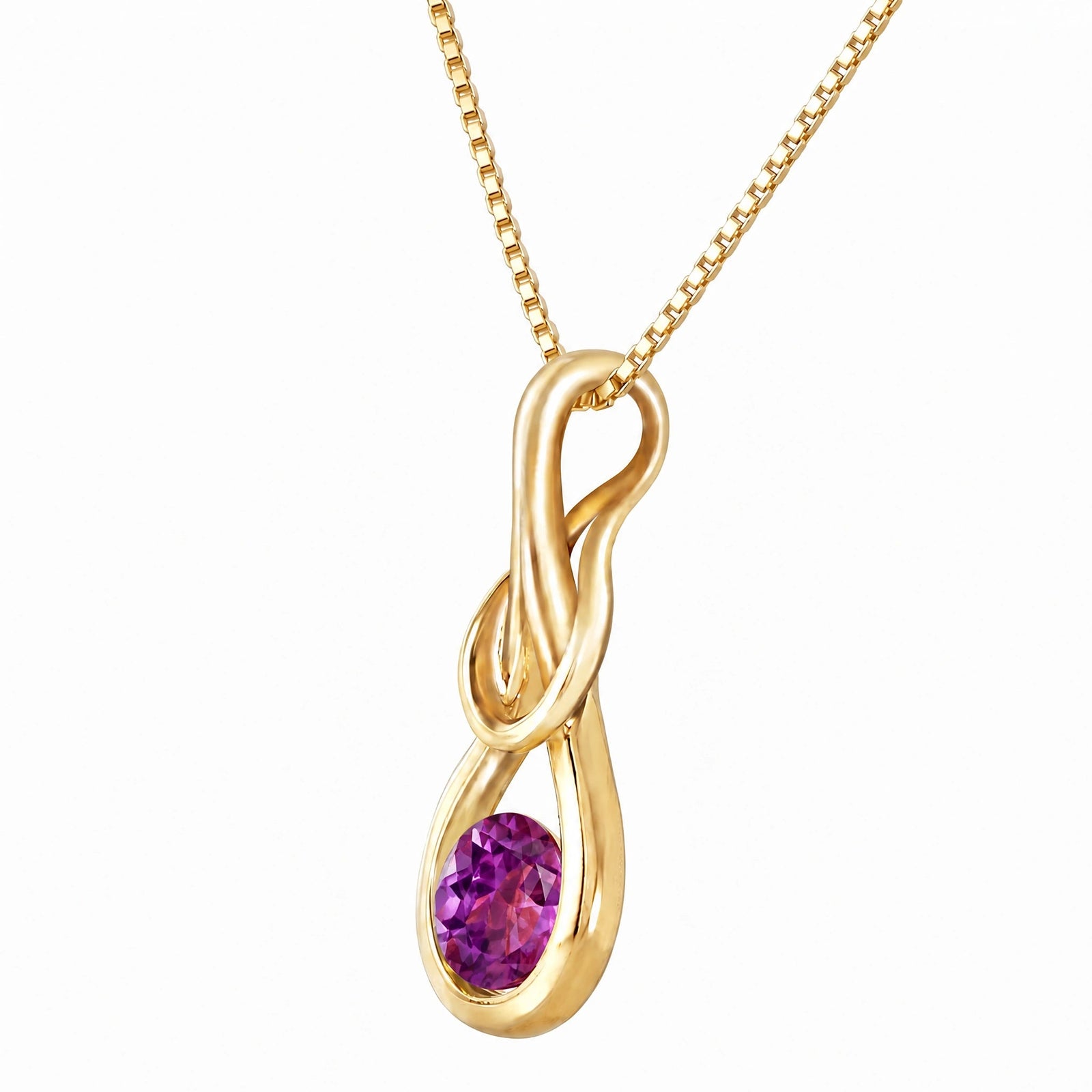 Yellow Gold Pendant Necklace Amethyst 10K — Serafina