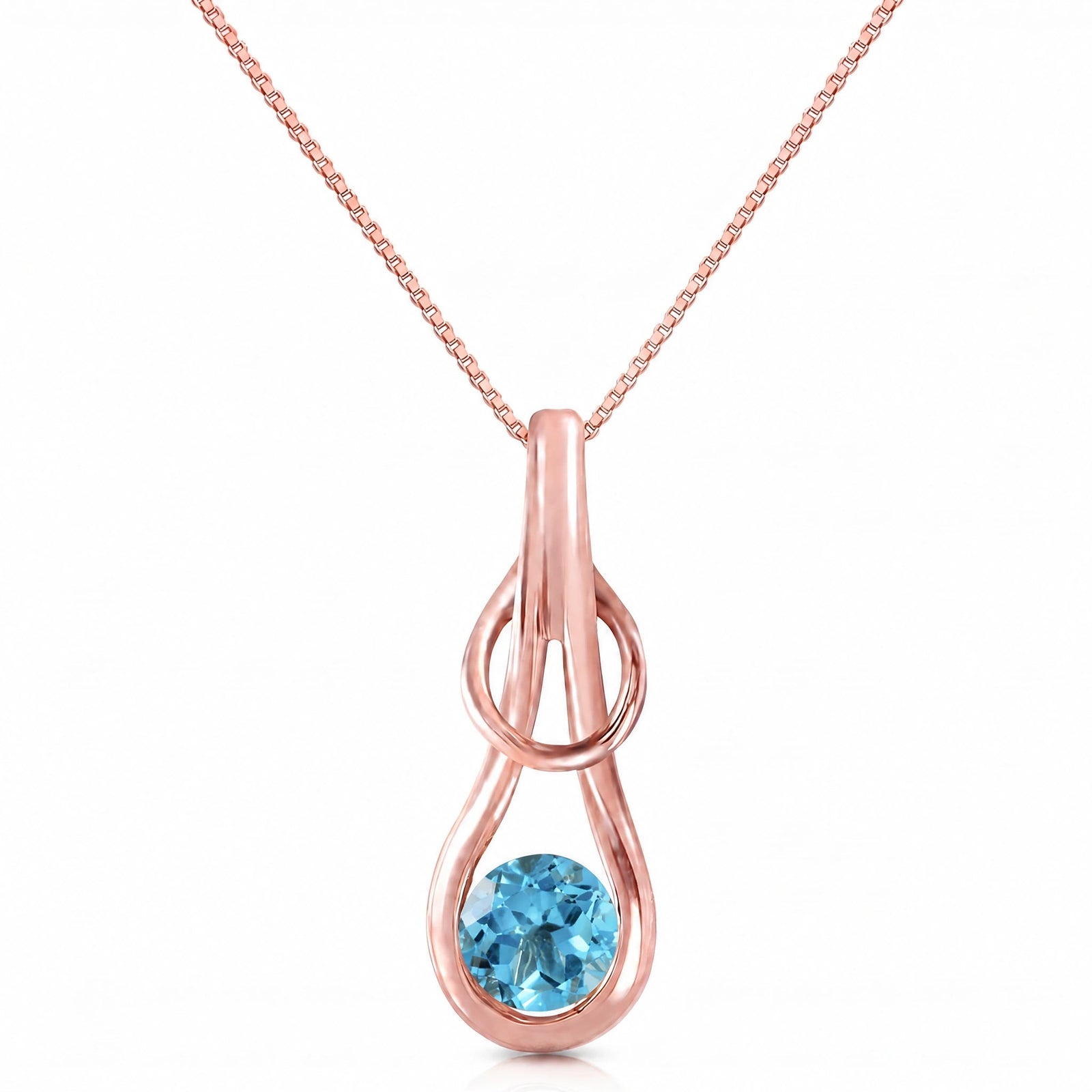 Rose Gold Pendant Necklace Blue Topaz 10K — Serafina