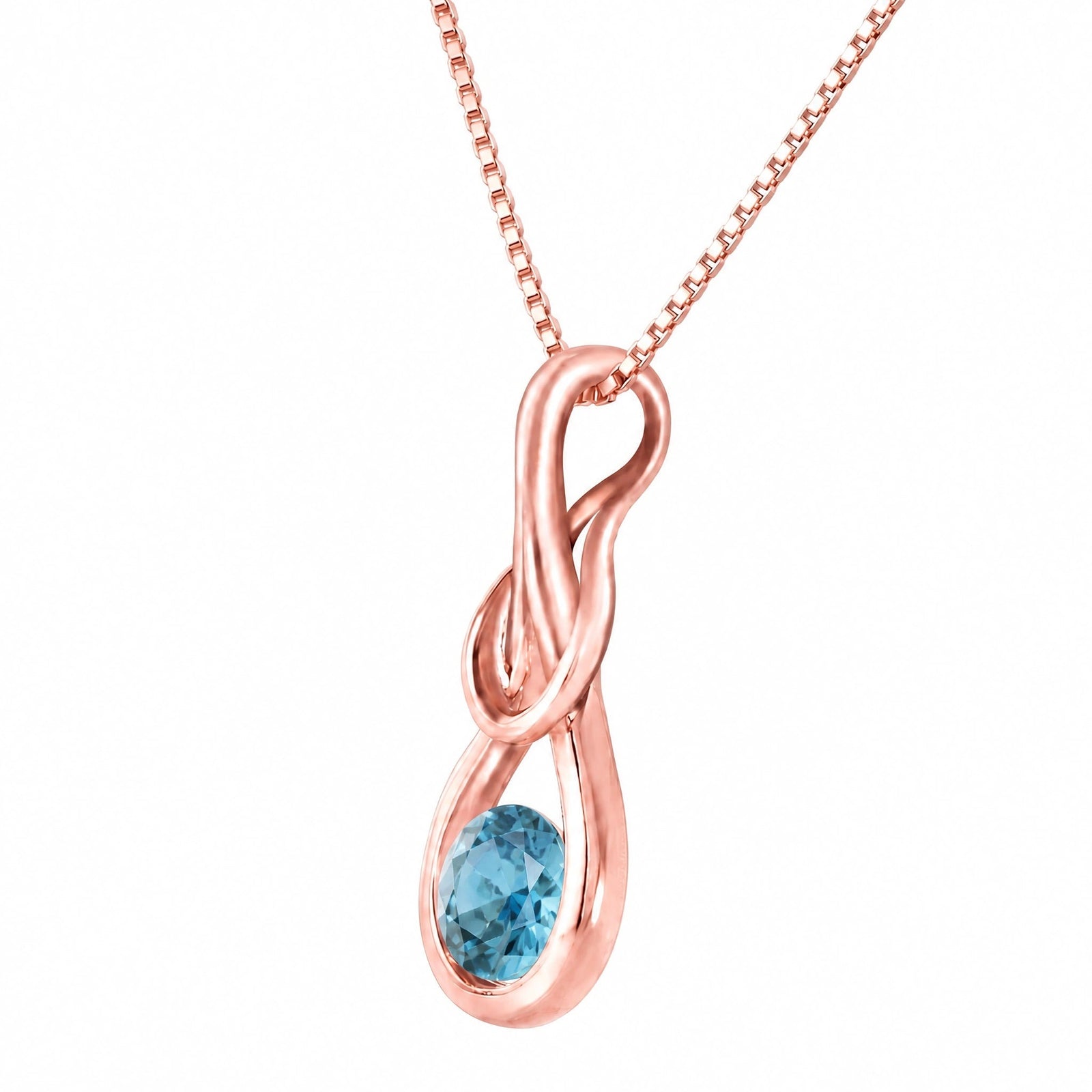 Rose Gold Pendant Necklace Blue Topaz 10K — Serafina