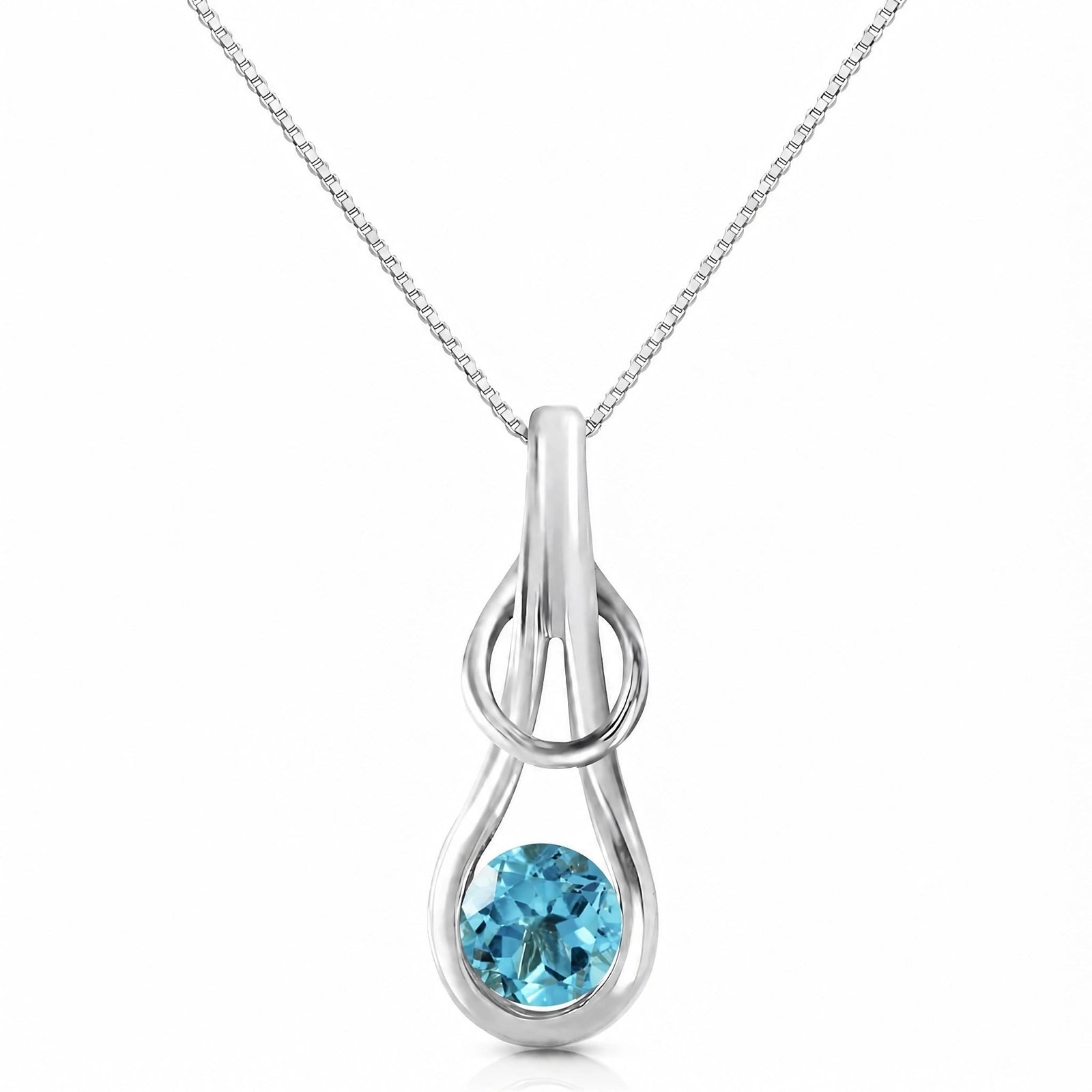 White Gold Pendant Necklace Blue Topaz 10K — Serafina
