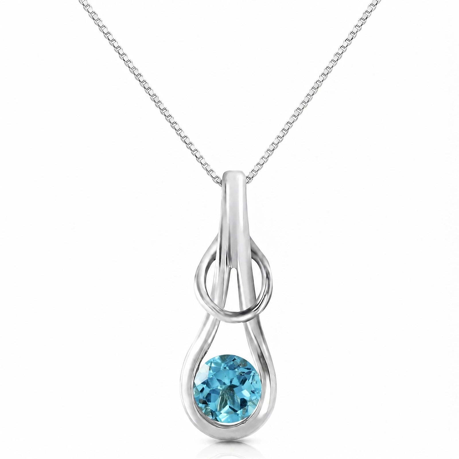 White Gold Pendant Necklace Blue Topaz 10K — Serafina