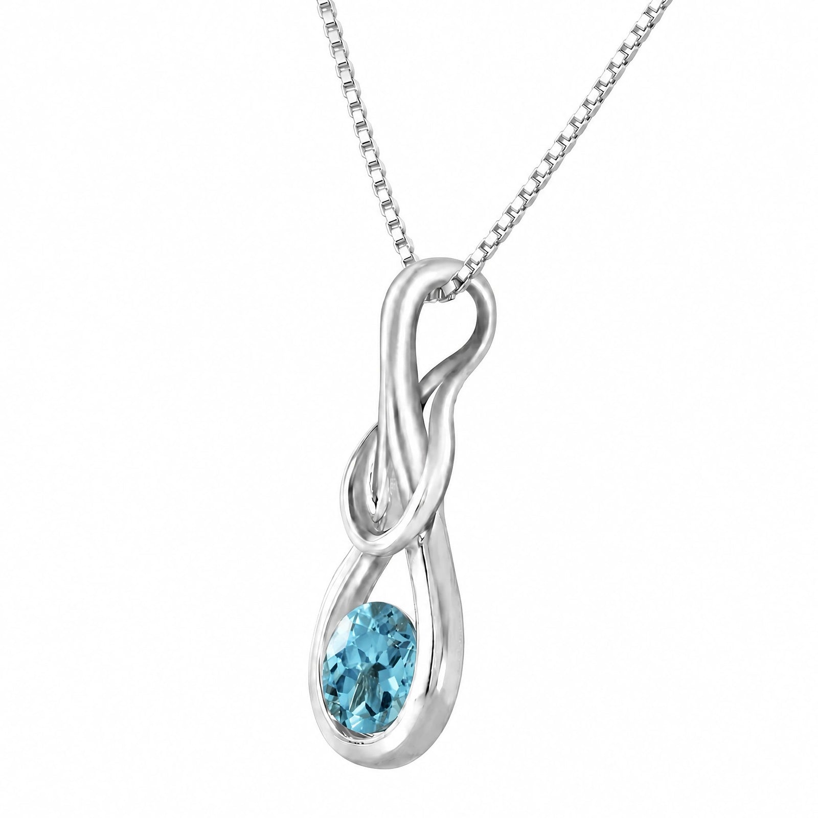White Gold Pendant Necklace Blue Topaz 10K — Serafina